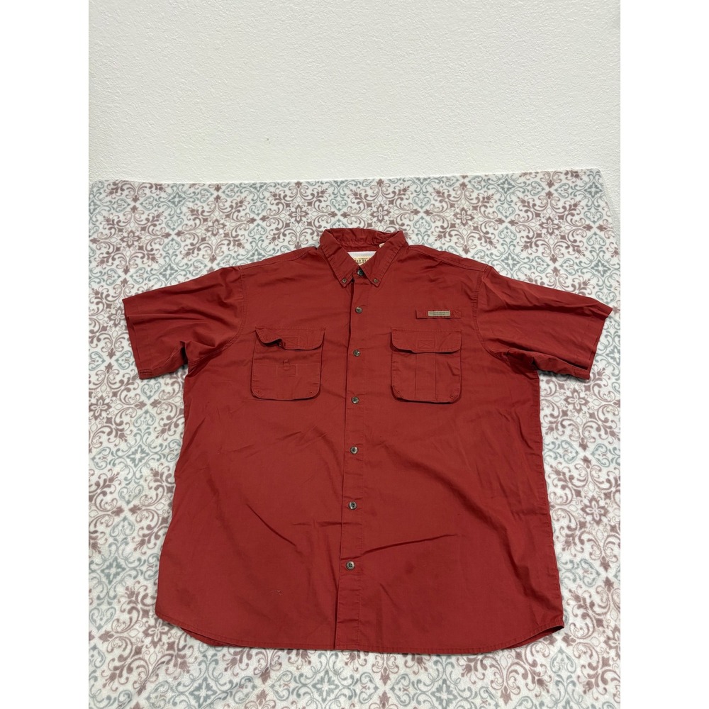 RedHead Mens Short Sleeve Button Down Fishing Shirt Red Size 2XL Ventilated Back